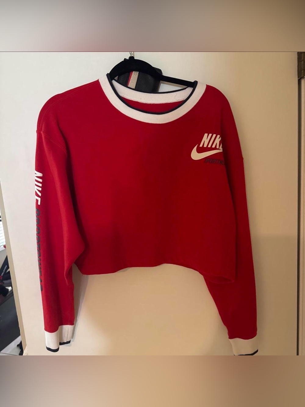 Nike Reverisble Red Cropped Crew Sweatshirt with White Trim